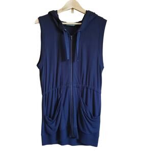 Athleta Womens Lotus Vest Full Zip Navy Modal Blend Sleeveless XSmall